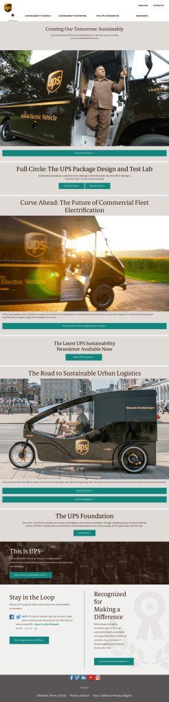 A sitemap that shows the new organization of a sustainability website.